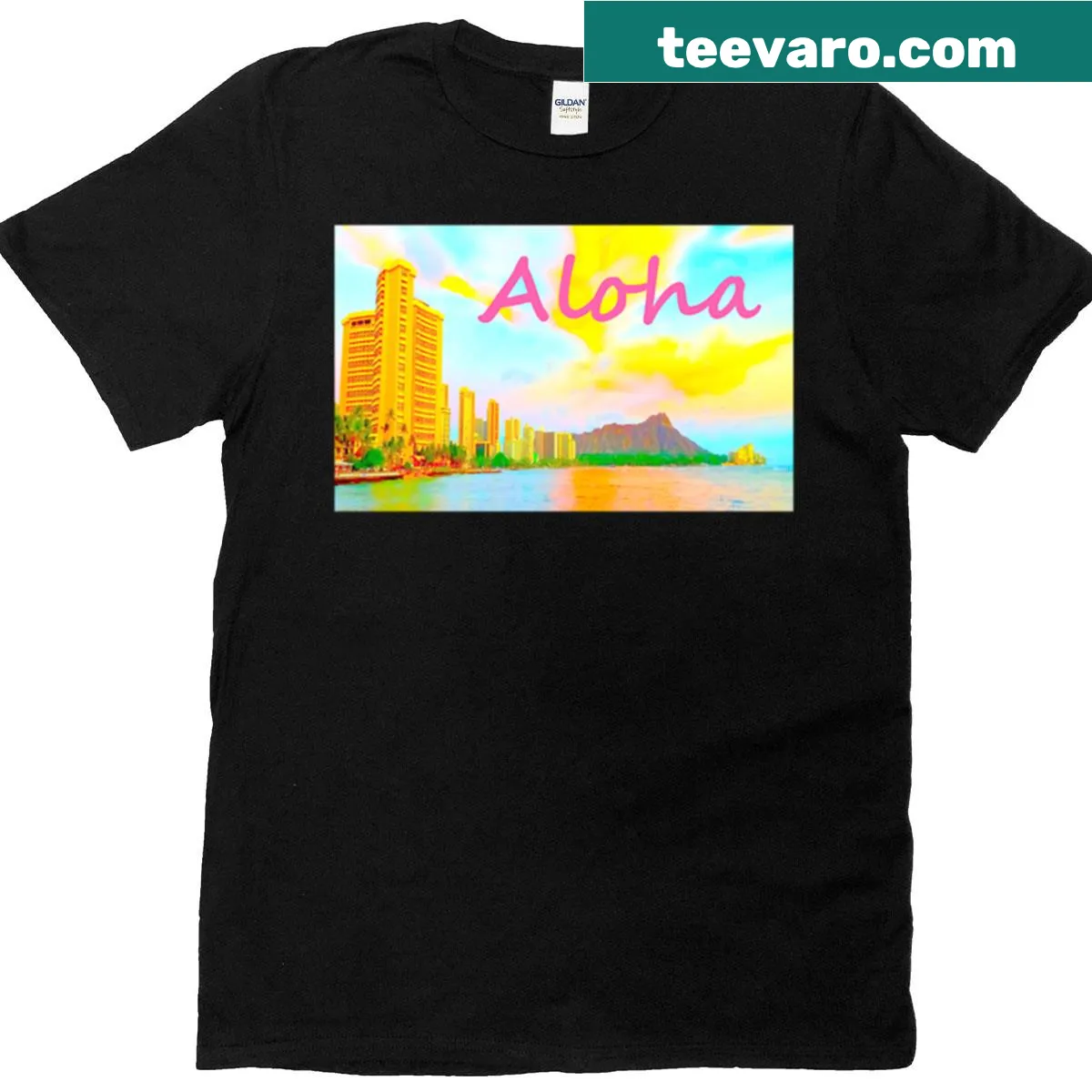 Waikiki themed t-shirt celebrating beach vibes and travel — on a men's t-shirt