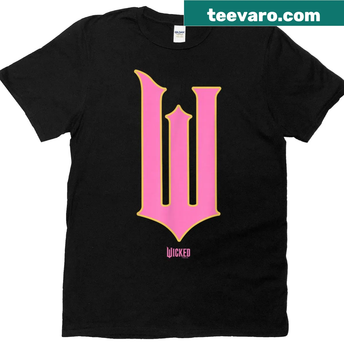 Wicked movie W logo shirt for fans of the musical — on a men's t-shirt