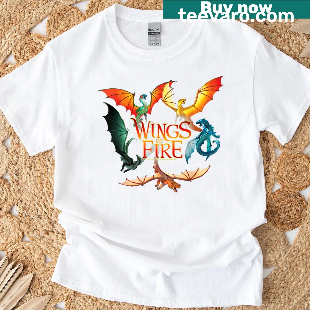 Dragon circle graphic T-shirt with fiery design — on a men's t-shirt