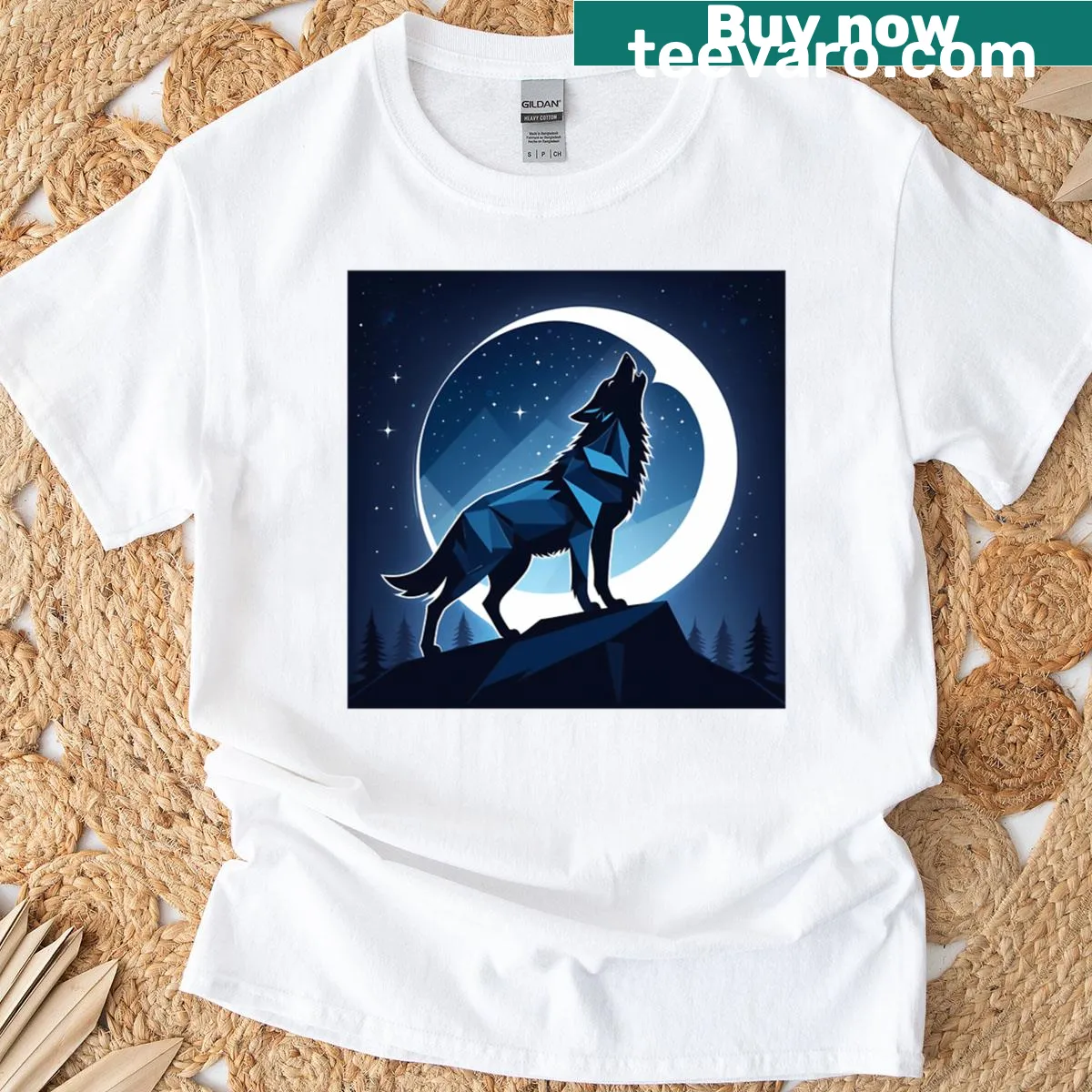 Geometric wolf howl silhouette t-shirt for men — on a men's t-shirt