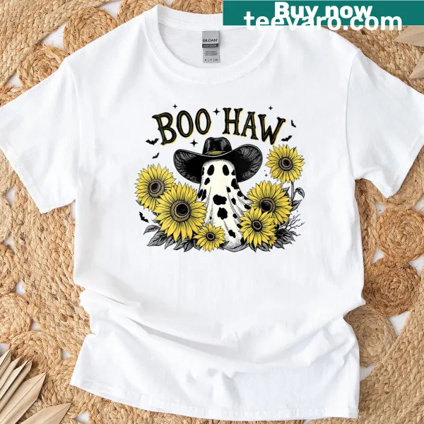 Spooky cowgirl and sunflower graphic for Halloween