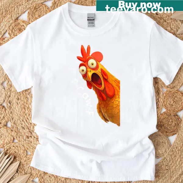 Funny F-caw-f chicken design on women's t-shirt