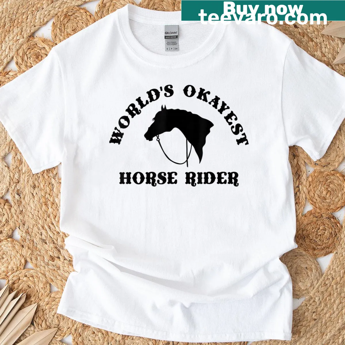 T-shirt with the text 'Worlds Okayest Rider' in bold typography — on a men's t-shirt