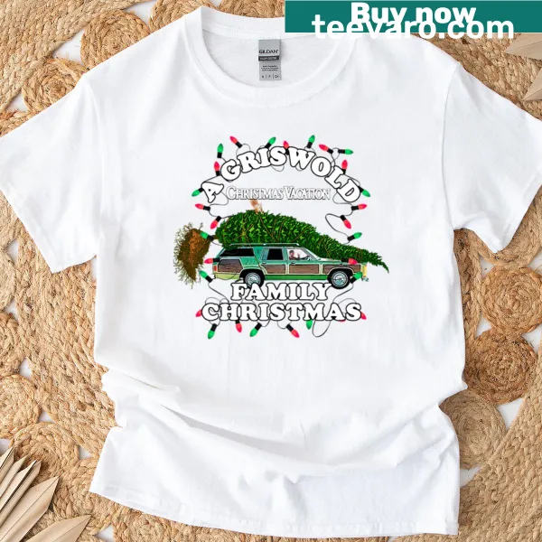 T-shirt featuring Griswold Family Christmas station wagon graphic