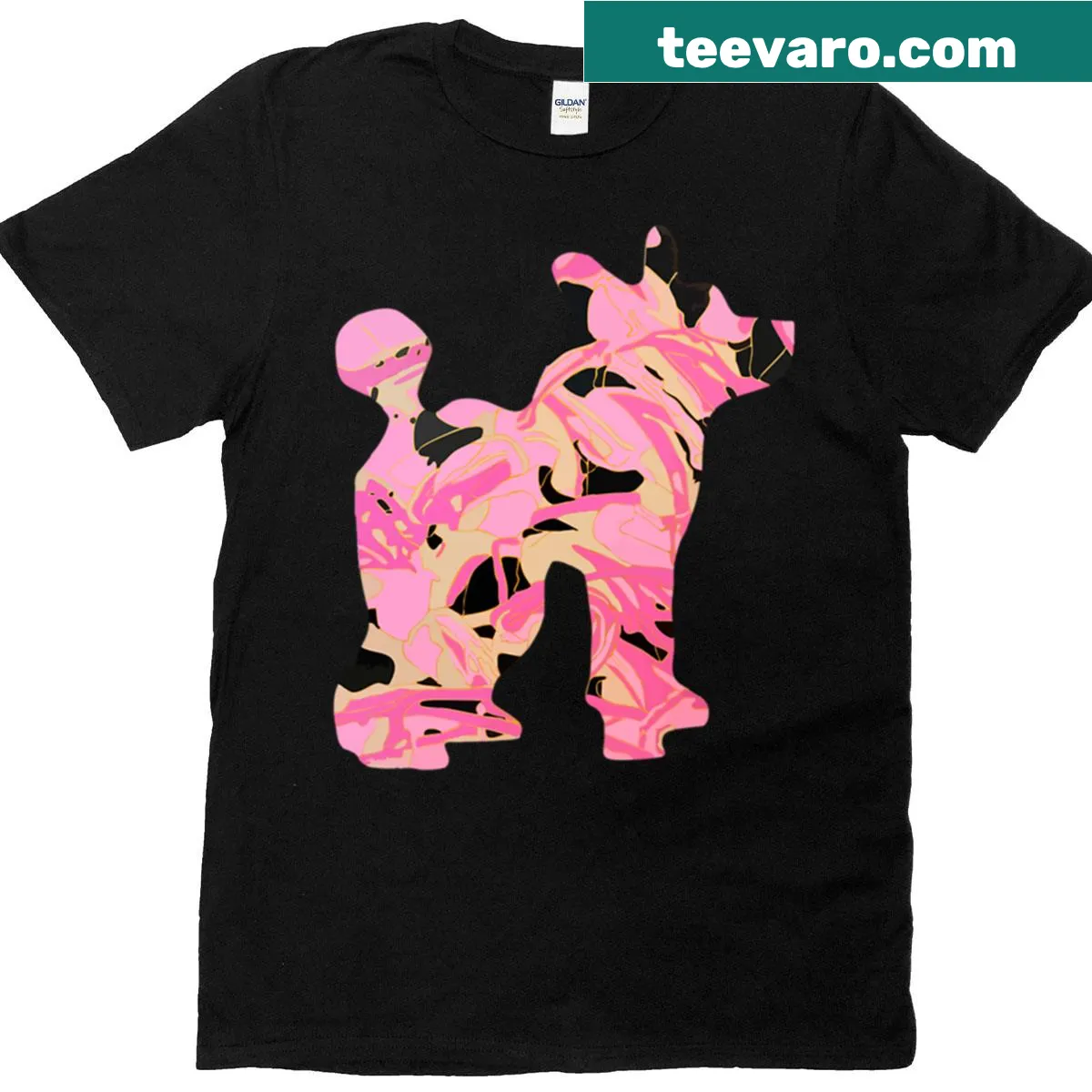 Minimalist abstract silhouette t-shirt featuring a dog design — on a men's t-shirt