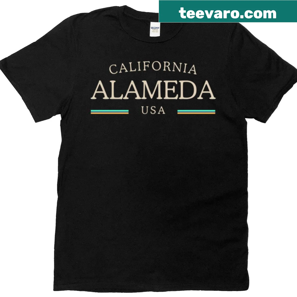 Vintage-style T-shirt featuring Alameda California heritage design — on a men's t-shirt