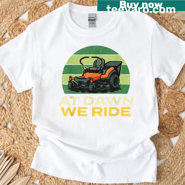 Illustrated lawn mower t-shirt with motivational text