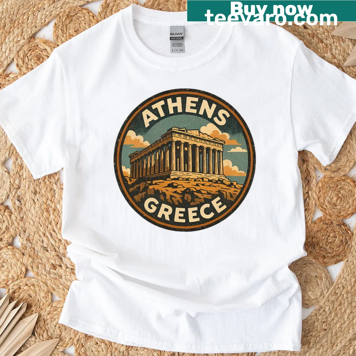 Athens Greece text design t-shirt — on a men's t-shirt