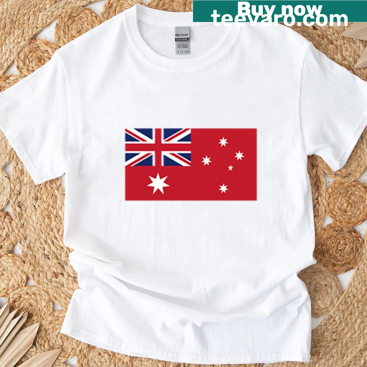 Australian Red Ensign t-shirt with maritime design — on a men's t-shirt