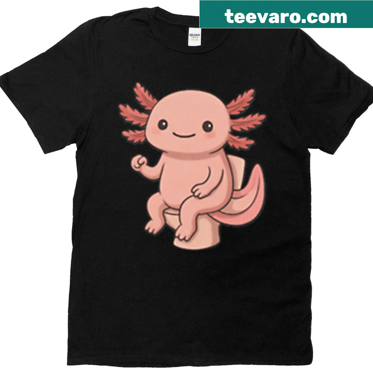 Axolotl illustration t-shirt with playful design — on a men's t-shirt