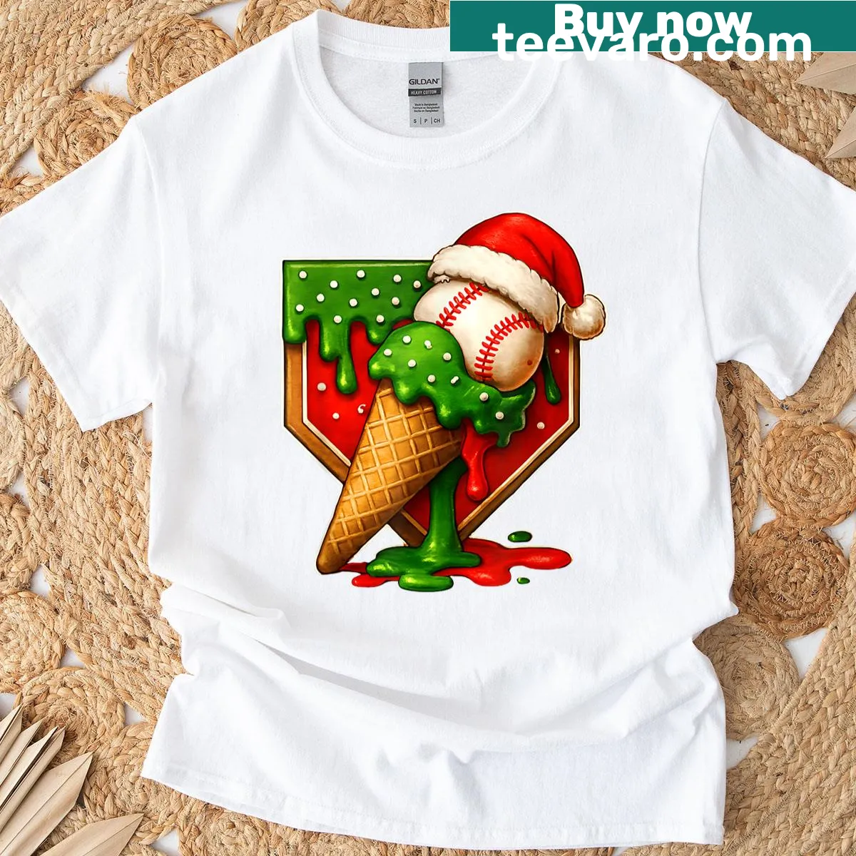 Playful Christmas baseball design on boys T-shirt — on a men's t-shirt
