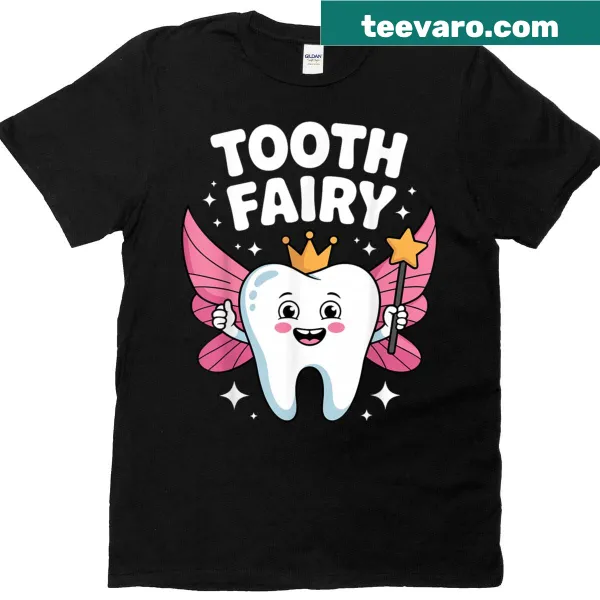 Adorable Tooth Fairy costume t-shirt with whimsical dental graphics.