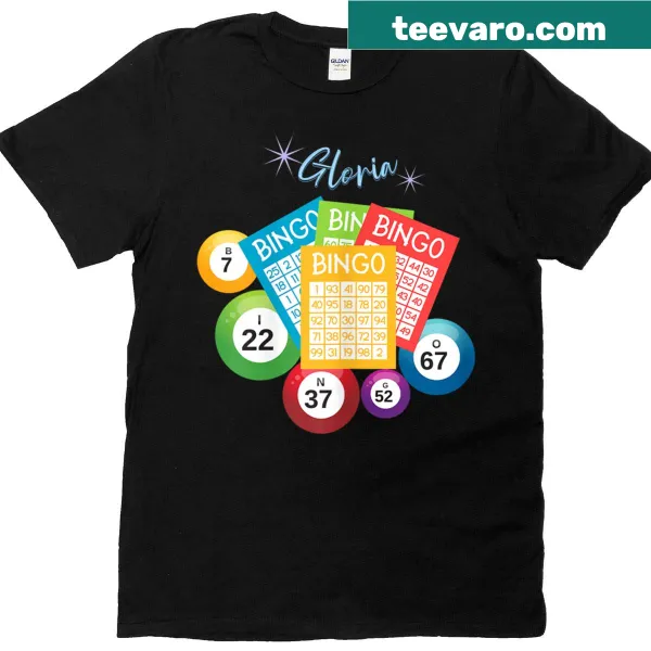 Whimsical T-shirt celebrating bingo with playful illustrations