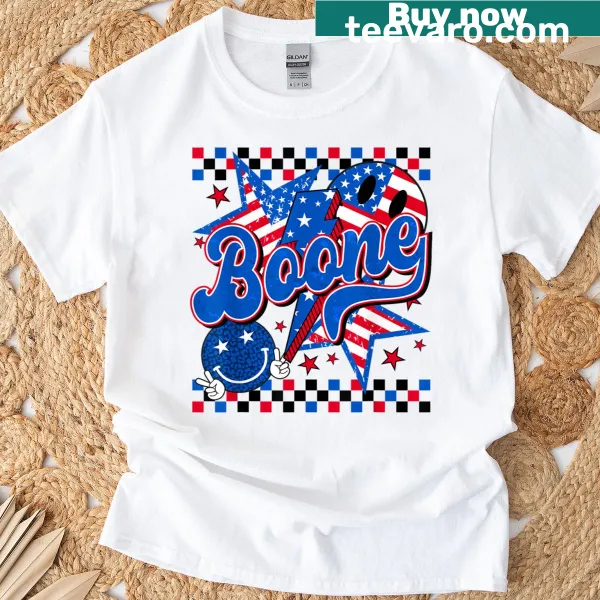 Personalized vintage t-shirt featuring a checkered design over the US flag