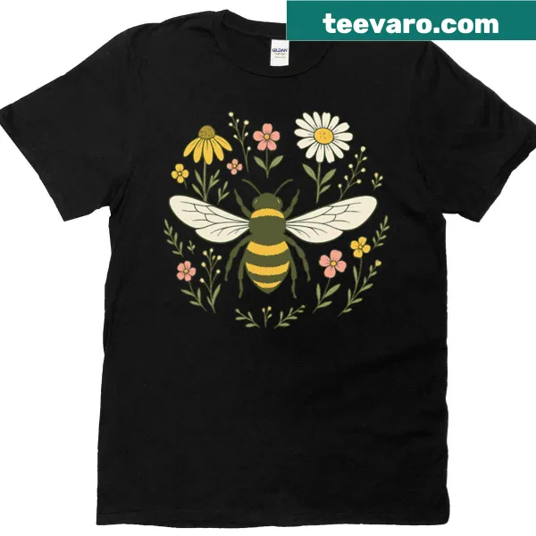 Bee design t-shirt promoting pollinator awareness