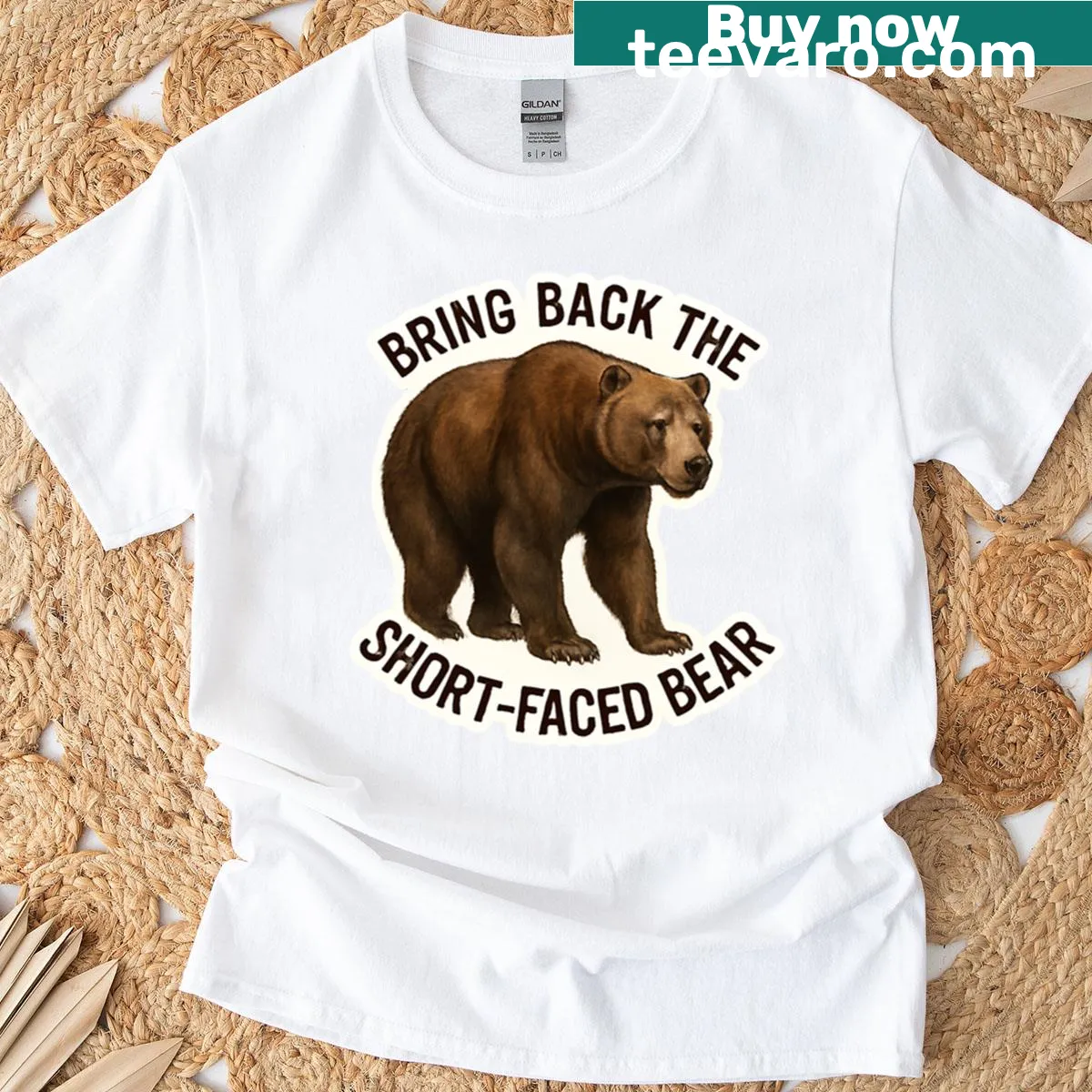 Short-faced bear design T-shirt celebrating wildlife — on a men's t-shirt