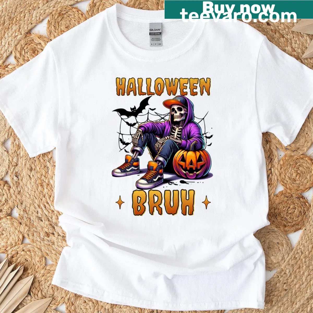 Cartoon dabbing skeleton with funny saying on a Halloween T-shirt for kids. — on a men's t-shirt