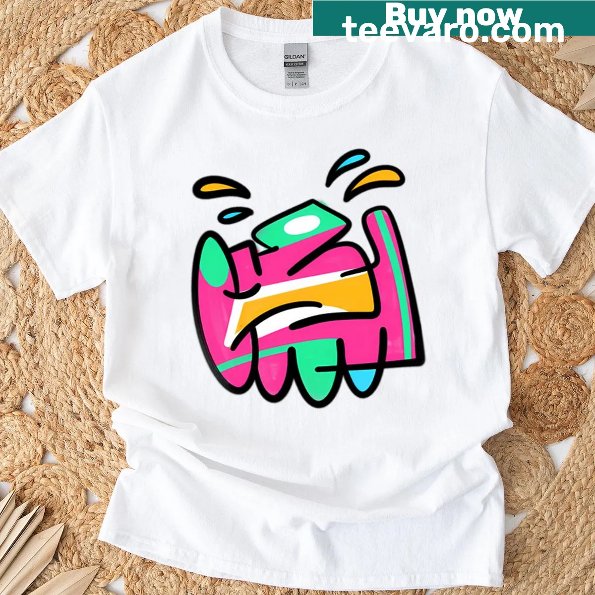 Playful Bubble Pop Tag t-shirt with fun typography design — on a men's t-shirt