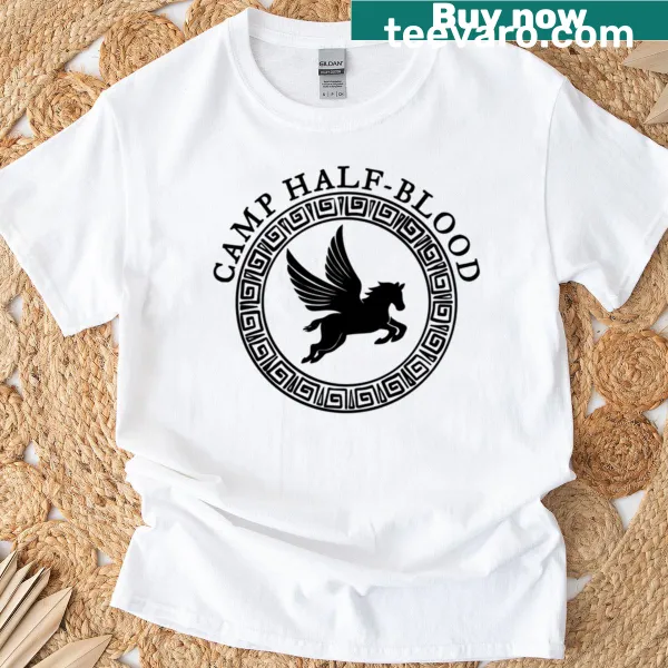 Camp Half Blood logo graphic on a t-shirt for fans of Percy Jackson