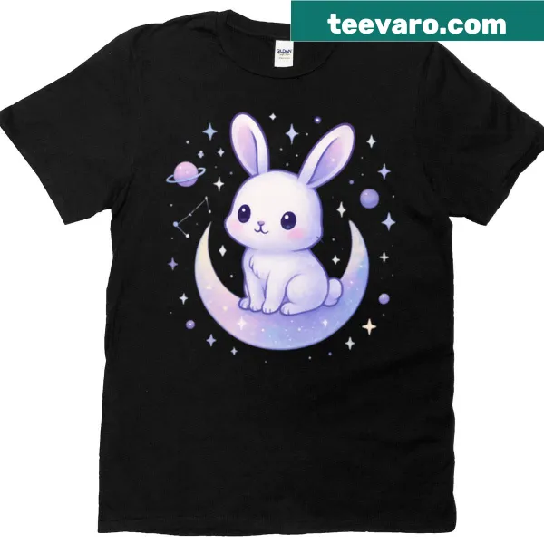 Celestial bunny under the moon T-shirt with stars