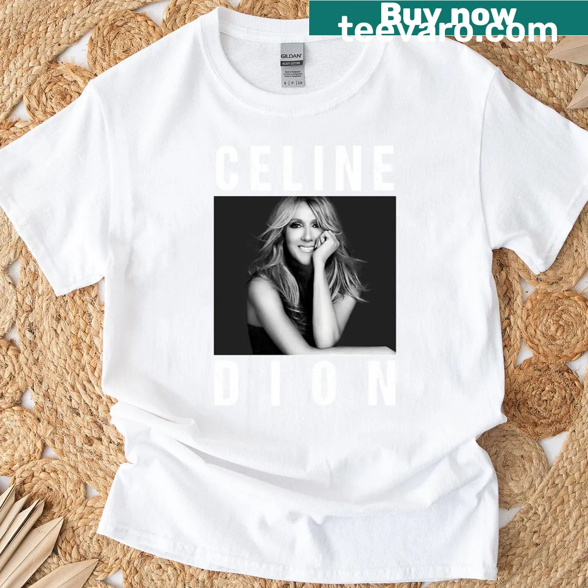 Vintage portrait graphic of Celine Dion on a T-shirt. — on a men's t-shirt
