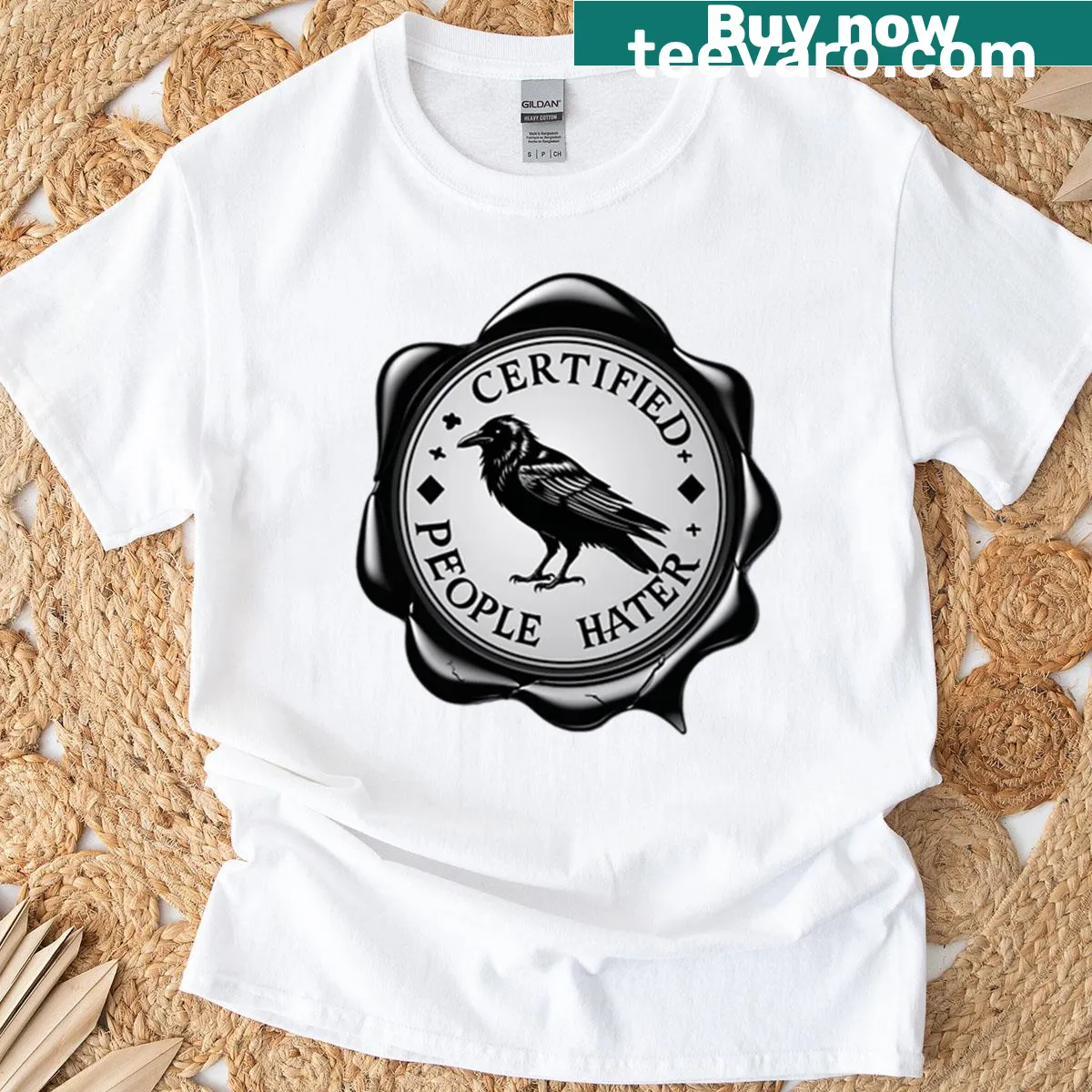 T-shirt with bold text saying 'Certified People Hater' — on a men's t-shirt