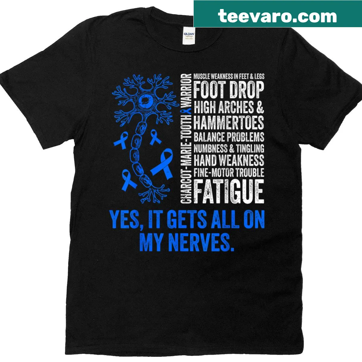 Funny CMT Warrior T-shirt for Charcot Marie Tooth Disease awareness — on a men's t-shirt