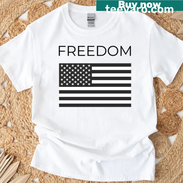 Patriotic T-shirt featuring a flag graphic with a conservative message