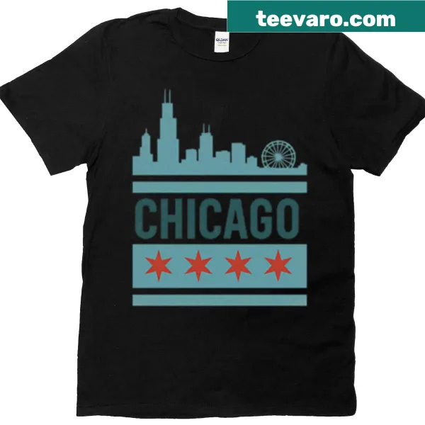 Vintage silhoutte of Chicago skyline with iconic landmarks