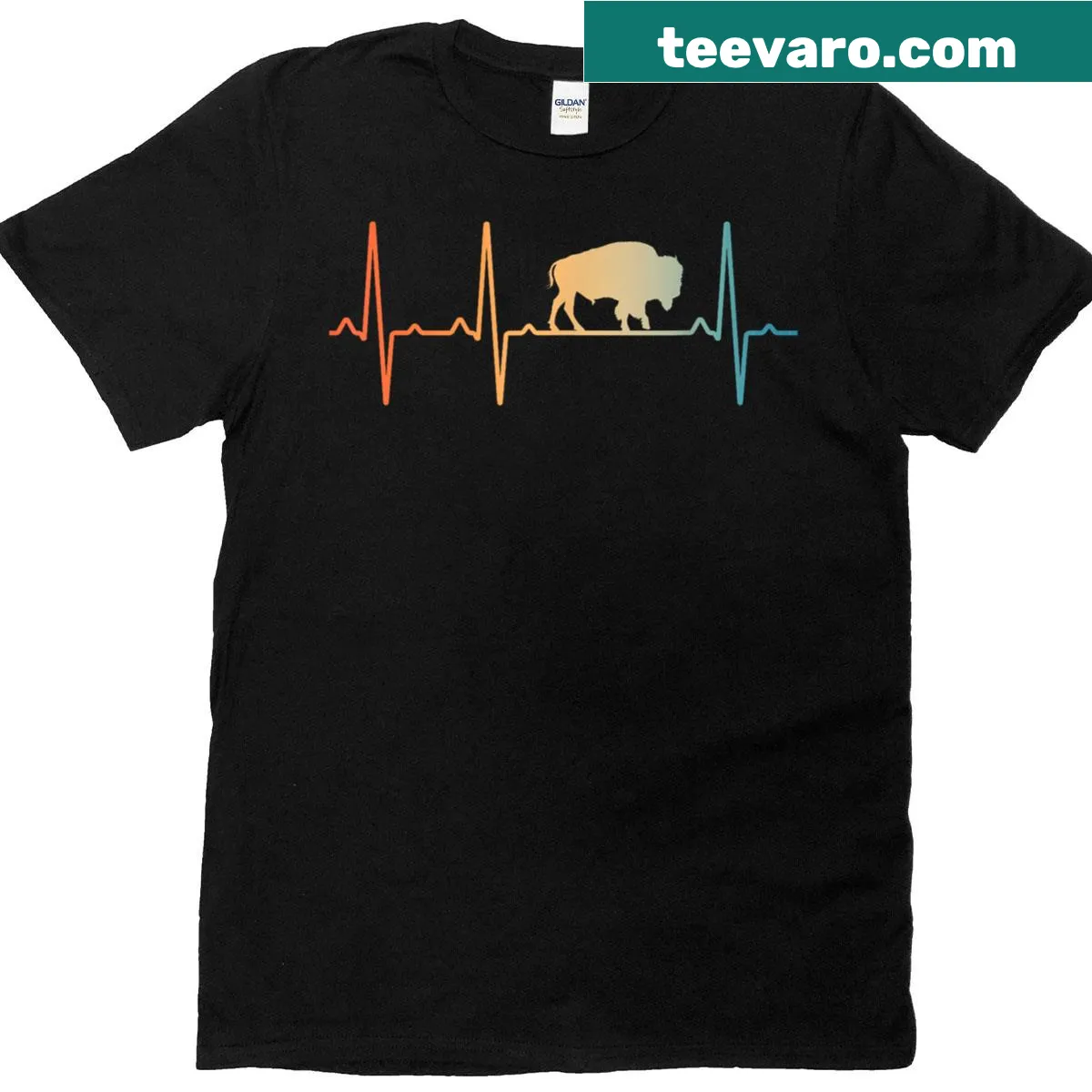 Illustrated bison graphic on t-shirt — on a men's t-shirt