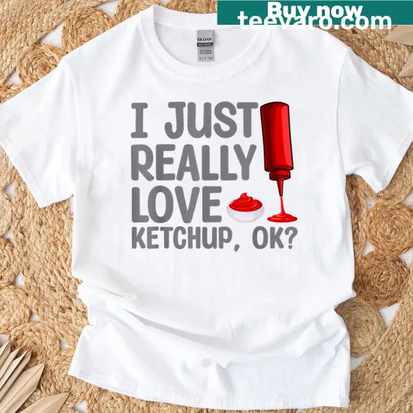 Cartoon ketchup graphic on T-shirt