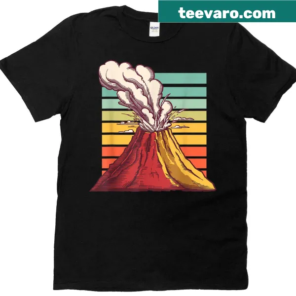 Illustration of a volcano on a geology-themed T-shirt