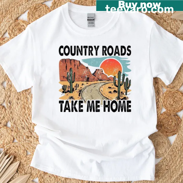 Illustrative country roads desert art T-shirt design