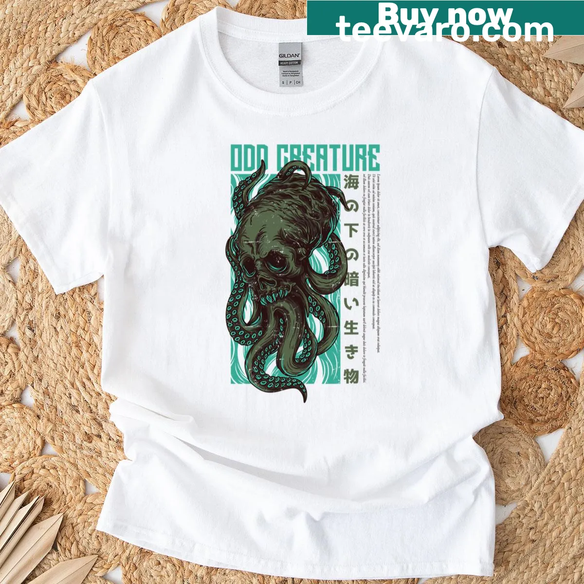 Creepy octopus with skull head illustration on T-shirt — on a men's t-shirt