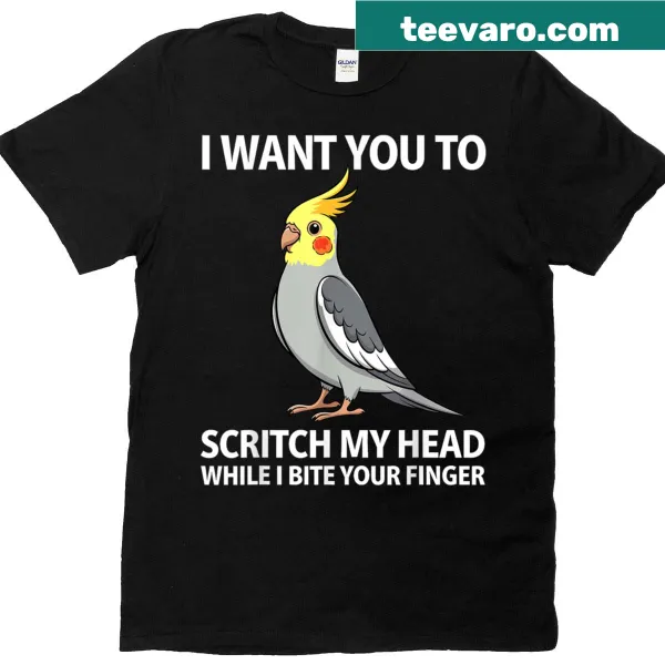 Cute T-shirt featuring a charming cartoon design of a cockatiel