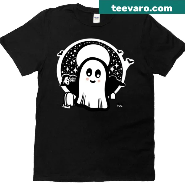Adorable ghost illustration in a graveyard setting