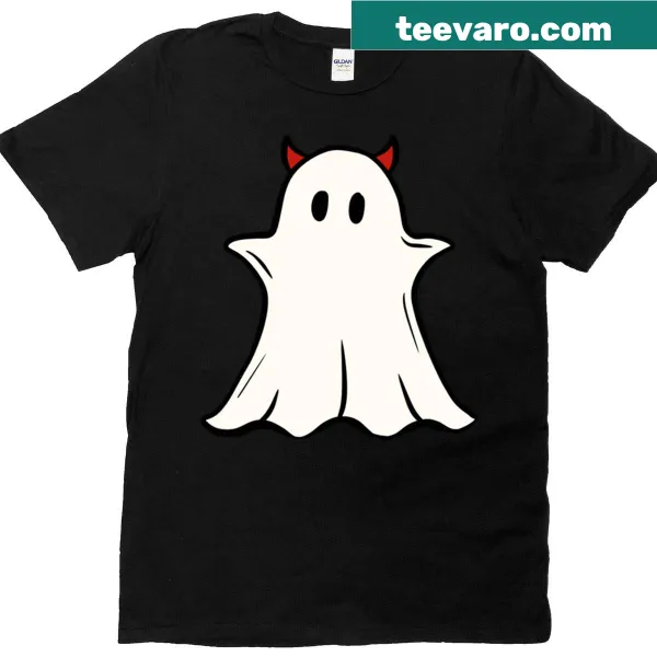 Cute ghost with devil horns illustration for T-shirt