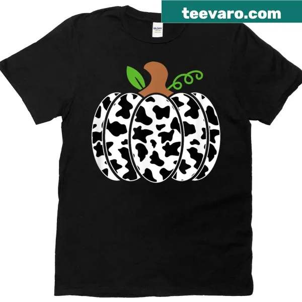 Whimsical pumpkin cow print design for fall and Halloween