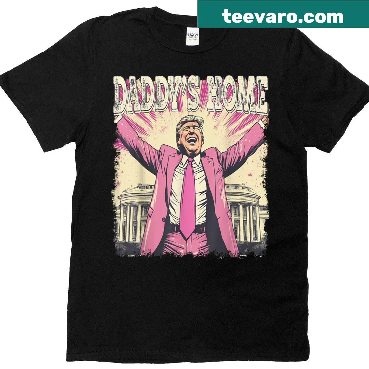 Funny graphic tee with 'Daddy's Home' text — on a men's t-shirt