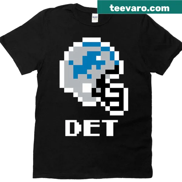 Vintage distressed Detroit Lions Tecmo Super Bowl helmet graphic