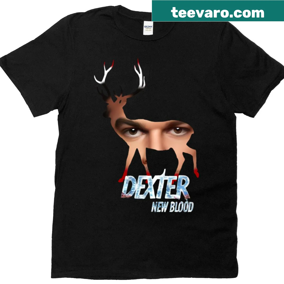 Illustrated portrait of a deer on a nature-themed t-shirt — on a men's t-shirt