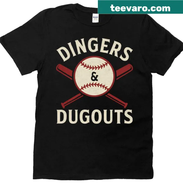 Illustration of baseball-themed T-shirt with dingers design
