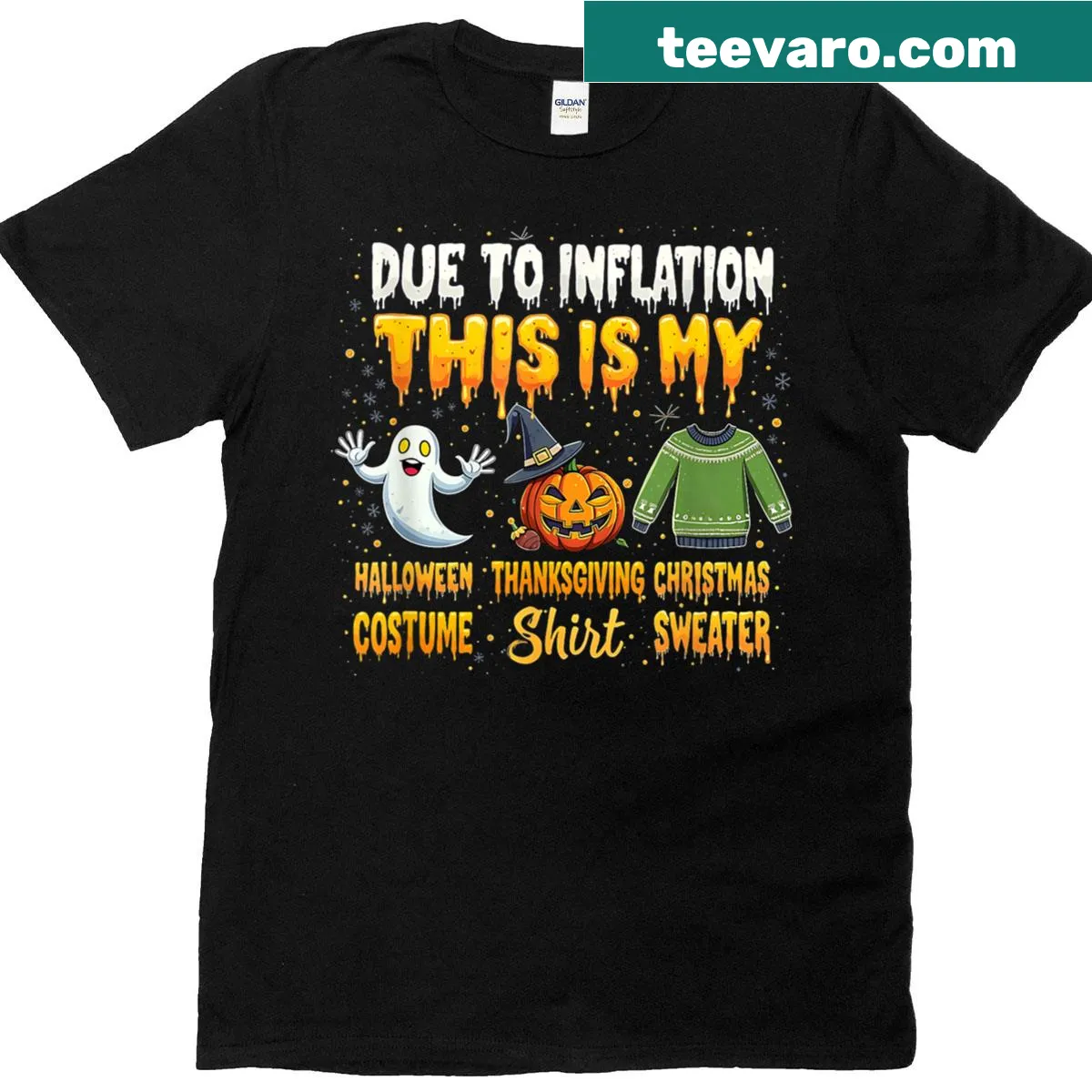 Funny Due To Inflation T-shirt with clever typography design — on a men's t-shirt