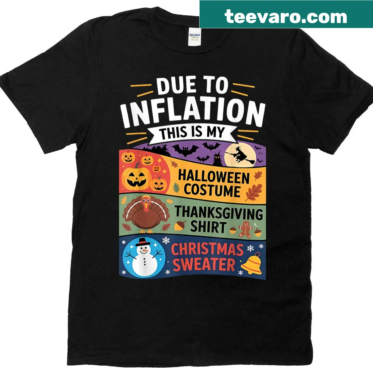 Funny holiday T-shirt with inflation-themed text for multiple occasions — on a men's t-shirt