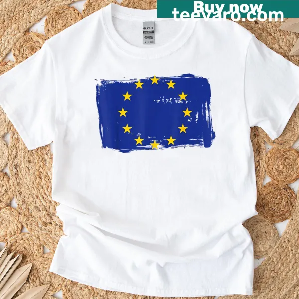 Vintage-style EU flag design on a T-shirt celebrating Europe