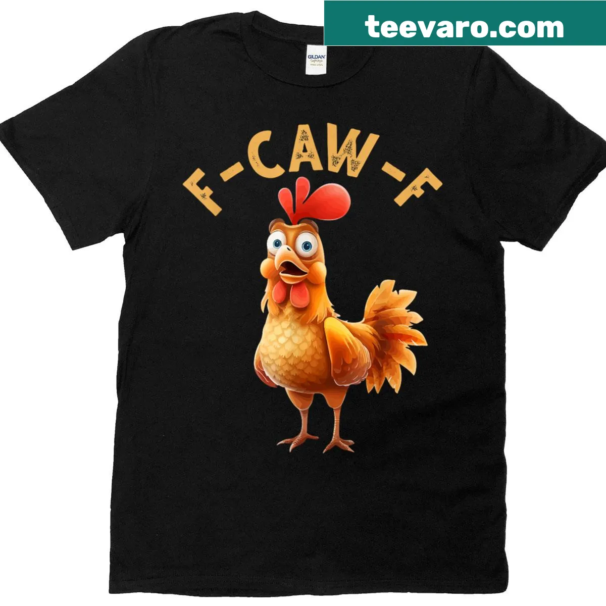 Funny chicken humor shirt with a playful rooster quote — on a men's t-shirt