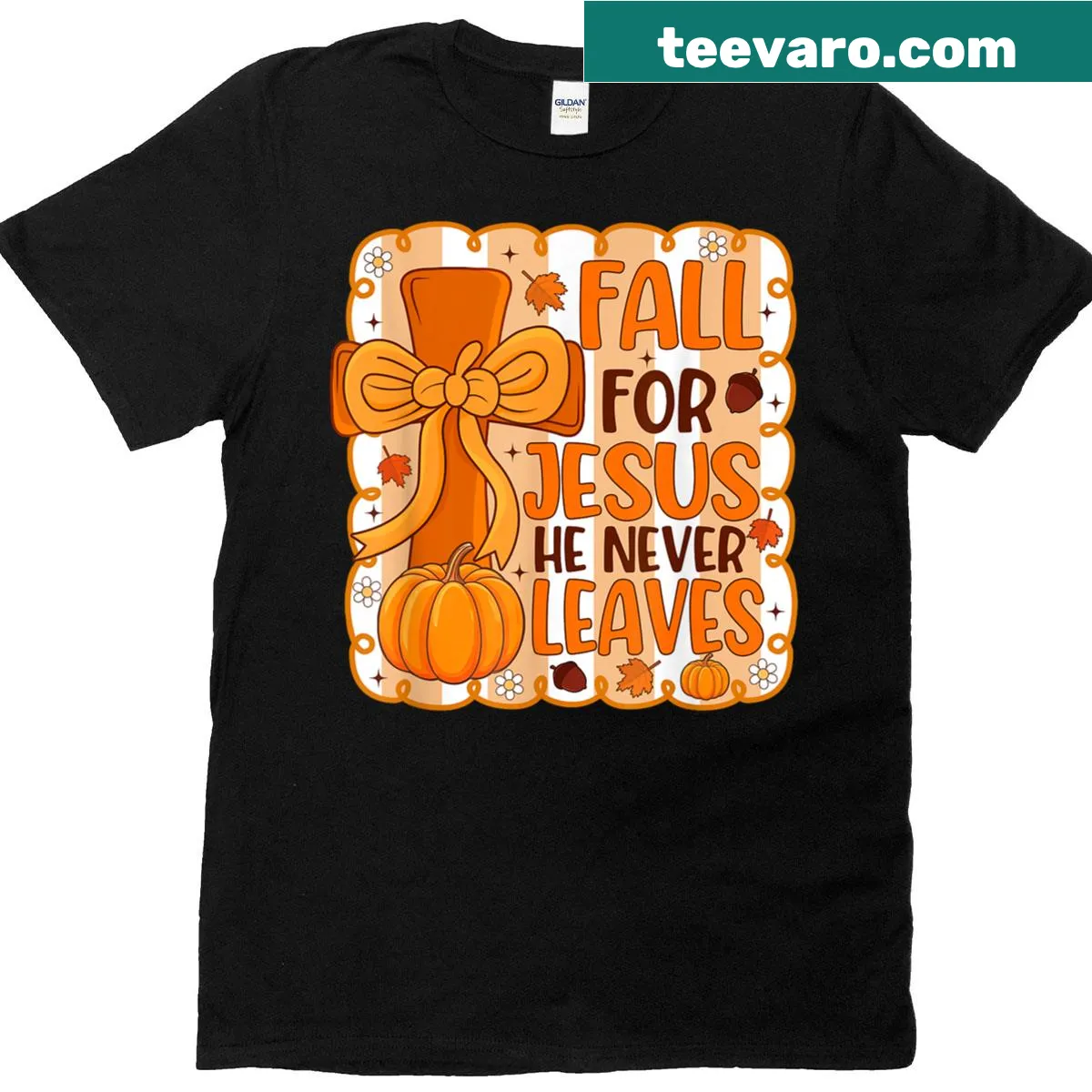 Inspirational t-shirt with a faith-based autumn theme for women — on a men's t-shirt