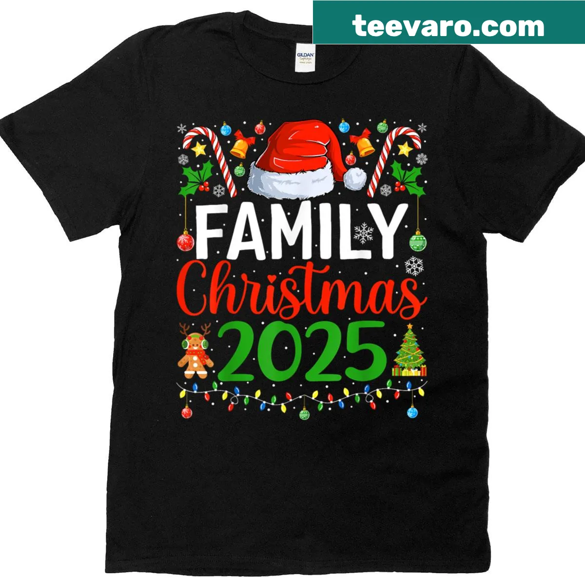 Matching family T-shirt for Christmas 2025 with festive design. — on a men's t-shirt