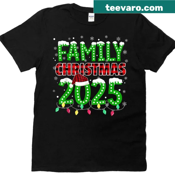Cute Christmas shirt featuring Santa and Christmas lights