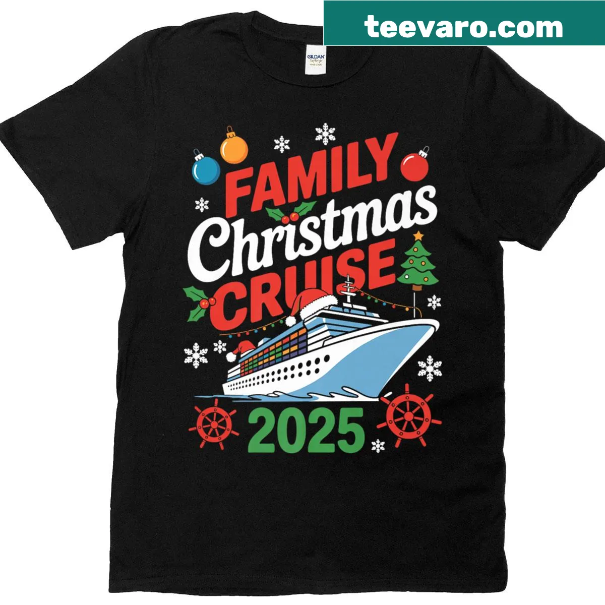 Funny Family Christmas Cruise 2025 graphic t-shirt. — on a men's t-shirt